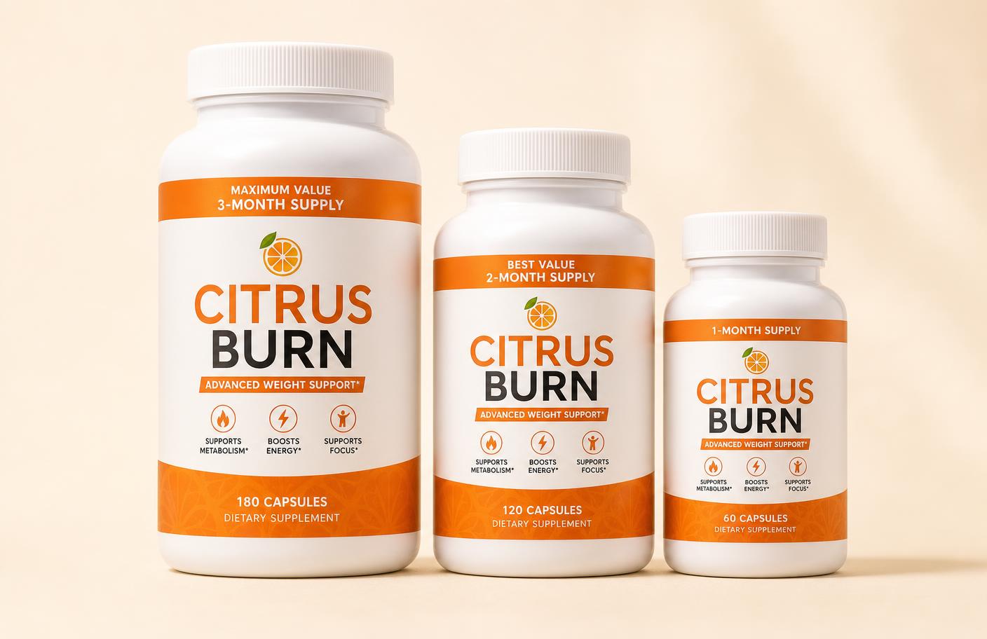 Two, three and six bottle CitrusBurn packages side by side